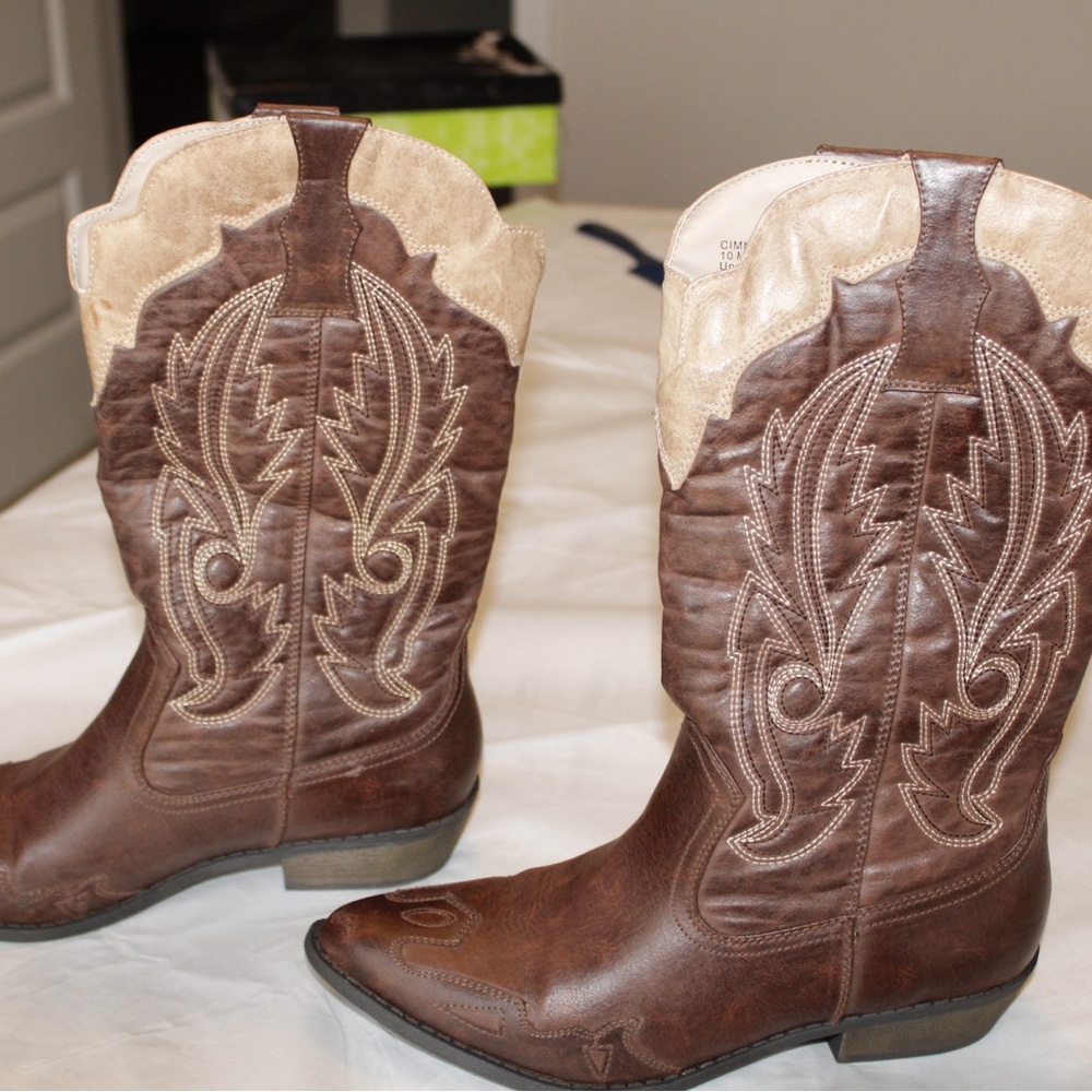 Brown and Tan Western Cowboy Boots